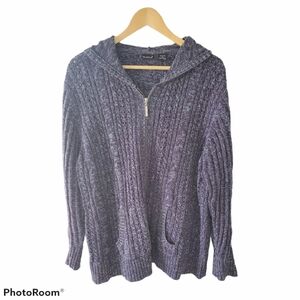 North Crest Marled Blue Hooded Cardigan Size 2X